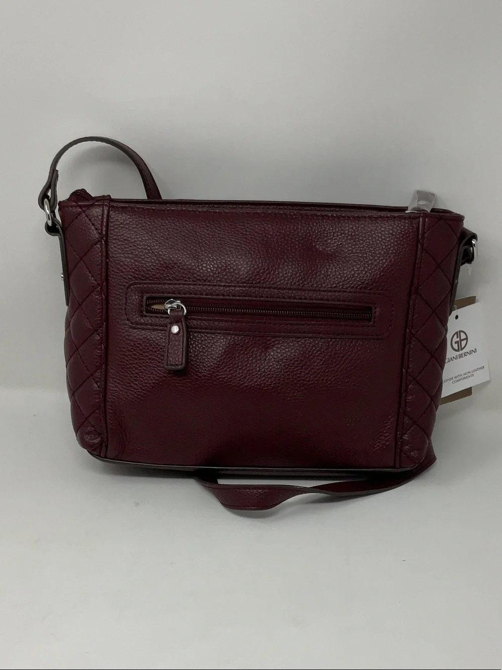 Giani Bernini Quilted Pebble Leather Crossbody - Burgundy